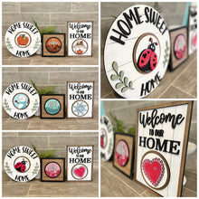Load image into Gallery viewer, Backer Boards for Interchangeable Shiplap Rounds File SVG, Glowforge Laser, Welcome sign, Home Sweet Home Sign, LuckyHeartDesignsCo