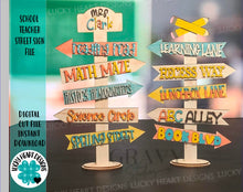 Load image into Gallery viewer, School Teacher Street Sign File SVG, Glowforge, LuckyHeartDesignsCo