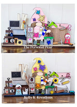 Load image into Gallery viewer, Crafty Maker Standing Gnome File SVG, Tiered Tray Decor, Glowforge, LuckyHeartDesignsCo