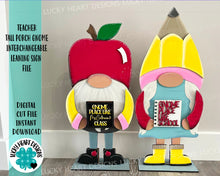 Load image into Gallery viewer, Teacher Hat add on Tall Porch Interchangeable Leaning Sign Gnome File SVG, Glowforge School, LuckyHeartDesignsCo