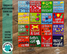 Load image into Gallery viewer, Seasonal Set Interchangeable Leaning Sign File SVG, Leaning Ladder Seasonal Shapes, Glowforge Laser, LuckyHeartDesignsCo