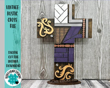 Load image into Gallery viewer, Vintage Rustic Cross File SVG, Farmhouse Glowforge, LuckyHeartDesignsCo
