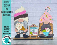 Load image into Gallery viewer, Summer Ice Cream Tall Gnome Interchangeable File SVG, (add on-gnomes sold separately) Glowforge, LuckyHeartDesignsCo