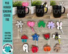 Load image into Gallery viewer, Mug Hugger Seasonal Cookie File SVG, Glowforge Tiered Tray, LuckyHeartDesignsCo