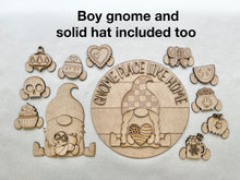 Load image into Gallery viewer, Gnome Place Like Home Interchangeable Door Hanger File SVG, Glowforge, LuckyHeartDesignsCo