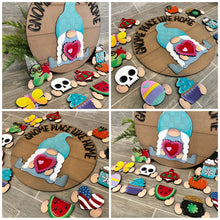 Load image into Gallery viewer, Gnome Place Like Home Interchangeable Door Hanger File SVG, Glowforge, LuckyHeartDesignsCo