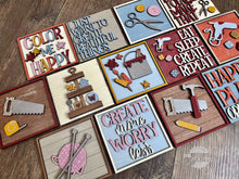 Load image into Gallery viewer, Craft Maker Interchangeable Leaning Sign File SVG, Glowforge Tiered Tray, LuckyHeartDesignsCo
