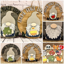 Load image into Gallery viewer, Gnome Place Like Home Interchangeable Door Hanger File SVG, Glowforge, LuckyHeartDesignsCo