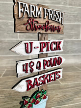 Load image into Gallery viewer, Strawberry Picking Street Sign File SVG, Glowforge Summer, LuckyHeartDesignsCo