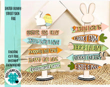Load image into Gallery viewer, Easter Bunny Street Sign File SVG, Glowforge, LuckyHeartDesignsCo