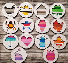 Load image into Gallery viewer, Pallet Shapes Round Interchangeable Leaning Sign File SVG, Leaning Ladder Seasonal Shapes, Glowforge Laser, LuckyHeartDesignsCo