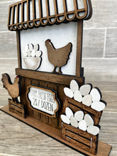 Load image into Gallery viewer, Eggs Chicken Interchangeable Market Stand File SVG, Glowforge Farm, LuckyHeartDesignsCo
