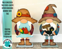 Load image into Gallery viewer, Fall Scarecrow Tall Porch Interchangeable Leaning Sign Gnome File SVG, Glowforge Pumpkin , LuckyHeartDesignsCo