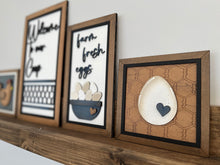 Load image into Gallery viewer, Farm Chicken Sign Trio File SVG, Glowforge Farmhouse Egg, LuckyHeartDesignsCo