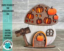 Load image into Gallery viewer, Gnome Mushroom Fall Interchangeable House File SVG, (add on) Pumpkin Tiered Tray, Glowforge, LuckyHeartDesignsCoPeace Love