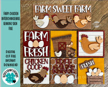 Load image into Gallery viewer, Farm Chicken Interchangeable Leaning Sign File SVG, Farm Tiered Tray Glowforge, LuckyHeartDesignsCo
