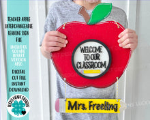 Load image into Gallery viewer, Teacher Apple Interchangeable Leaning Sign File, Glowforge School, LuckyHeartDesignsCo
