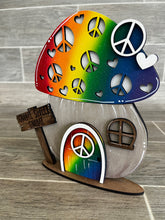 Load image into Gallery viewer, Gnome Mushroom Peace Love Interchangeable House File SVG, (add on) Tiered Tray, Glowforge, LuckyHeartDesignsCoPeace Love