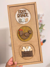 Load image into Gallery viewer, Farm Chicken Round Interchangeable Leaning Sign File SVG, Farm Tiered Tray Glowforge, LuckyHeartDesignsCo