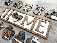 Load image into Gallery viewer, Vintage Rustic Interchangeable Home Sign File SVG, Glowforge Farmhouse, LuckyHeartDesignsCo