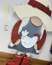 Load image into Gallery viewer, Farm Chicken Tall Porch Interchangeable Leaning Sign Gnome File SVG, Glowforge Eggs, LuckyHeartDesignsCo