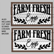 Load image into Gallery viewer, Farm Fresh Eggs Sign File SVG, Glowforge Chicken Eggs Farm, LuckyHeartDesignsCo