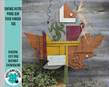 Load image into Gallery viewer, Vintage Rustic Maple Leaf Door Hanger File SVG, Fall Glowforge, LuckyHeartDesignsCo
