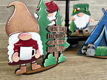 Load image into Gallery viewer, Camping Standing Gnome File SVG, Tiered Tray Holiday Decor fishing, Glowforge, LuckyHeartDesignsCo