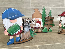 Load image into Gallery viewer, Camping Standing Gnome File SVG, Tiered Tray Holiday Decor fishing, Glowforge, LuckyHeartDesignsCo