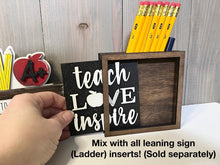 Load image into Gallery viewer, Teacher Desk Box Interchangeable leaning sign File SVG, Glowforge School, LuckyHeartDesignsCo