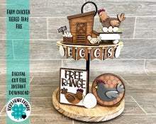 Load image into Gallery viewer, Farm Chicken Tiered Tray File SVG, Glowforge Tier Tray Farmhouse Decor, LuckyHeartDesignsCo