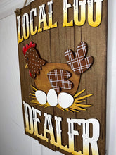 Load image into Gallery viewer, Local Egg Dealer Chicken Door Hanger File SVG, Glowforge Chicken Eggs Farm, LuckyHeartDesignsCo