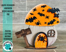 Load image into Gallery viewer, Gnome Mushroom Halloween Interchangeable House File SVG, (add on) Pumpkin Tiered Tray, Glowforge, LuckyHeartDesignsCoPeace Love