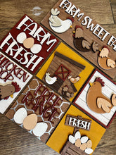 Load image into Gallery viewer, Farm Chicken Interchangeable Leaning Sign File SVG, Farm Tiered Tray Glowforge, LuckyHeartDesignsCo