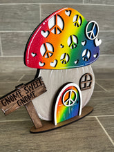 Load image into Gallery viewer, Gnome Mushroom Peace Love Interchangeable House File SVG, (add on) Tiered Tray, Glowforge, LuckyHeartDesignsCoPeace Love