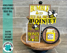 Load image into Gallery viewer, Honey Market Quick and Easy Tiered Tray File SVG, Glowforge, Bee, Lucky Heart Designs