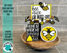 Load image into Gallery viewer, Bee Honey Quick and Easy Tiered Tray File SVG, Glowforge, Bee, Lucky Heart Designs