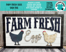 Load image into Gallery viewer, Farm Fresh Eggs Sign File SVG, Glowforge Chicken Eggs Farm, LuckyHeartDesignsCo