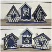 Load image into Gallery viewer, Chicken Farm Standing Houses File SVG, Mantle Decor Glowforge farmhouse eggs, LuckyHeartDesignsCo