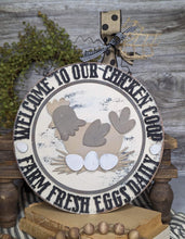 Load image into Gallery viewer, Farm Fresh Chicken Coop Sign File SVG, Glowforge Chicken Eggs Farm, LuckyHeartDesignsCo