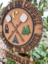 Load image into Gallery viewer, Welcome To Our Campsite Sign File Svg, Glowforge Laser, S'mores Camping,LuckyHeartDesignsCo