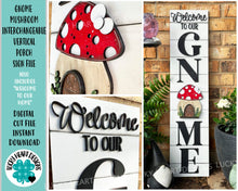 Load image into Gallery viewer, Gnome Mushroom Interchangeable Vertical Porch File SVG, Glowforge, LuckyHeartDesignsCo