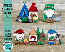 Load image into Gallery viewer, Camping Standing Gnome File SVG, Tiered Tray Holiday Decor fishing, Glowforge, LuckyHeartDesignsCo