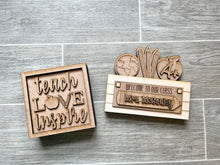 Load image into Gallery viewer, Teacher Desk Box Interchangeable leaning sign File SVG, Glowforge School, LuckyHeartDesignsCo