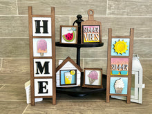 Load image into Gallery viewer, MINI Summer Interchangeable Leaning Sign File SVG, Tiered Tray Glowforge, LuckyHeartDesignsCo