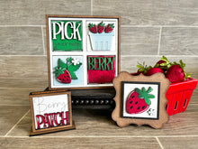 Load image into Gallery viewer, MINI Strawberry Interchangeable Leaning Sign File SVG, Summer fruit Tiered Tray Glowforge, LuckyHeartDesignsCo