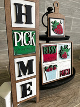 Load image into Gallery viewer, MINI Strawberry Interchangeable Leaning Sign File SVG, Summer fruit Tiered Tray Glowforge, LuckyHeartDesignsCo