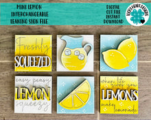 Load image into Gallery viewer, MINI Lemon Interchangeable Leaning Sign File SVG, Summer fruit Tiered Tray Glowforge, LuckyHeartDesignsCo