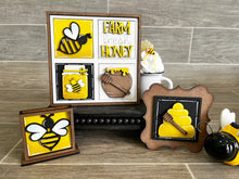 Load image into Gallery viewer, MINI Bee Interchangeable Leaning Sign File SVG, Summer Tiered Tray Glowforge, LuckyHeartDesignsCo