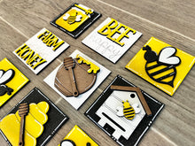 Load image into Gallery viewer, MINI Bee Interchangeable Leaning Sign File SVG, Summer Tiered Tray Glowforge, LuckyHeartDesignsCo